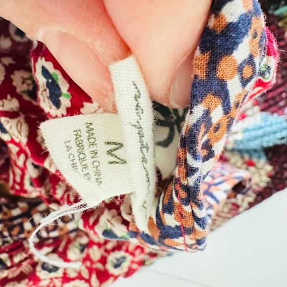 Anthropologie One September Womens Top Size M Tamarosa Red Pleated Patchwork - Picture 8 of 10